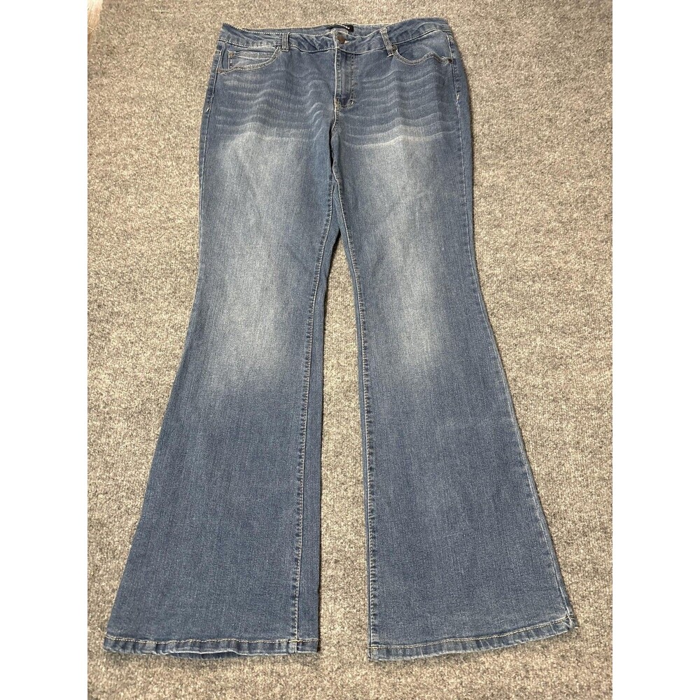 D. Jeans Flare Jeans Womens 14 34x32 Blue Medium Wash Stretch Denim Regular Fit